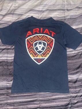 Buckle Ariat Kids Navy Tee with Red & Orange Shield Graphic